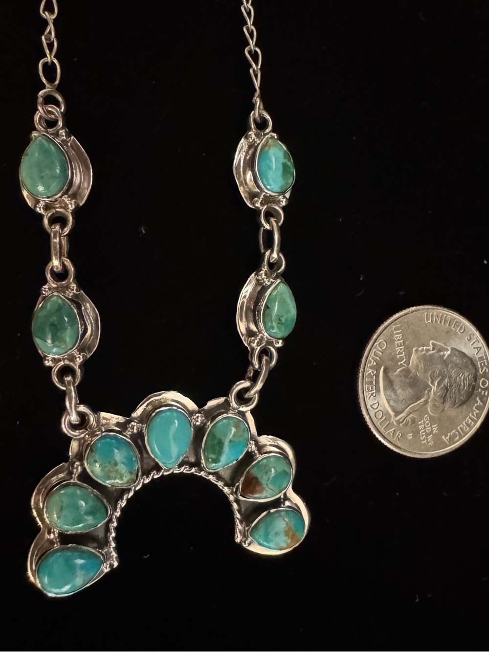 Turquoise Teardrop Naja Statement Necklace - sterling silver Women Jewelry - Picture 3 of 6